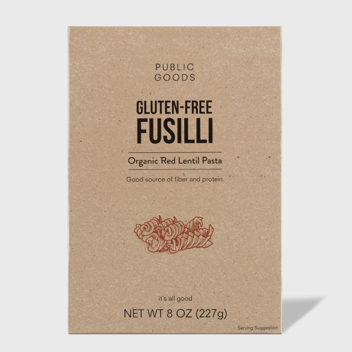 box of public goods gluten free fusilli pasta