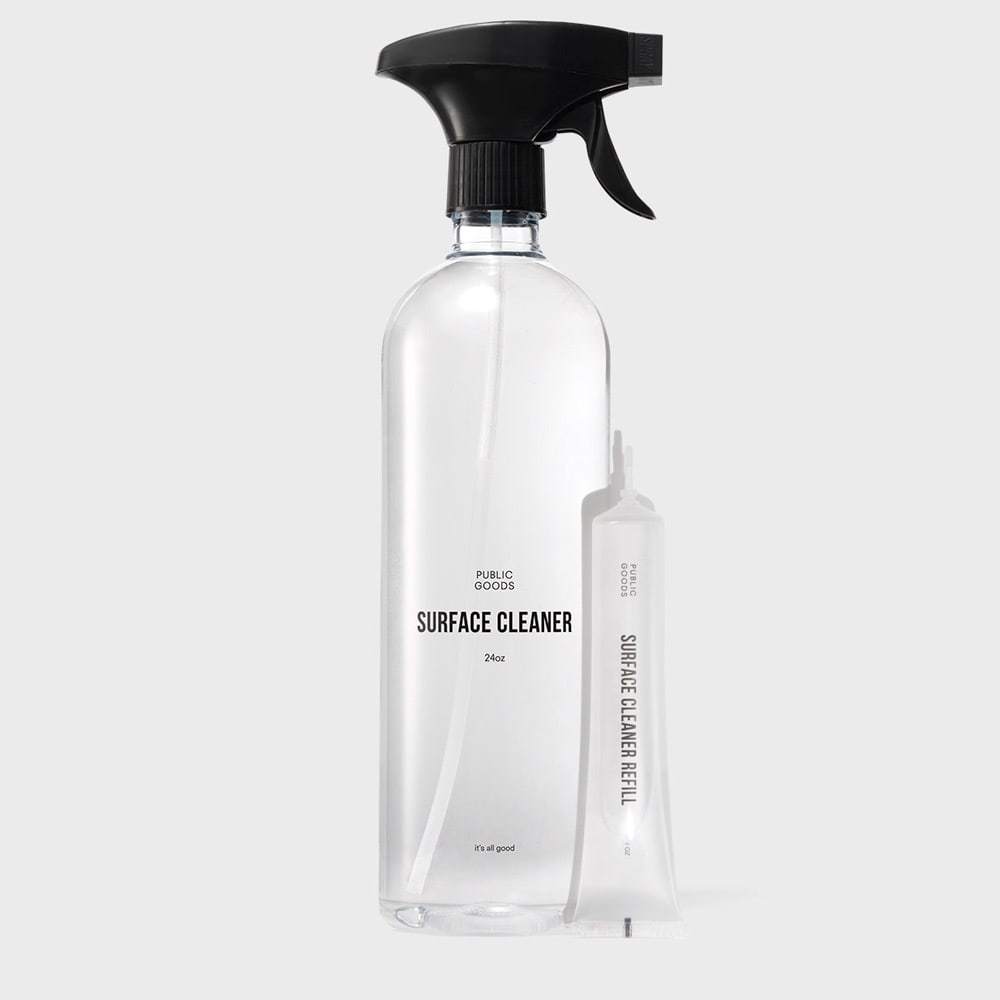 bottle of public goods surface cleaner and surface cleaner refill