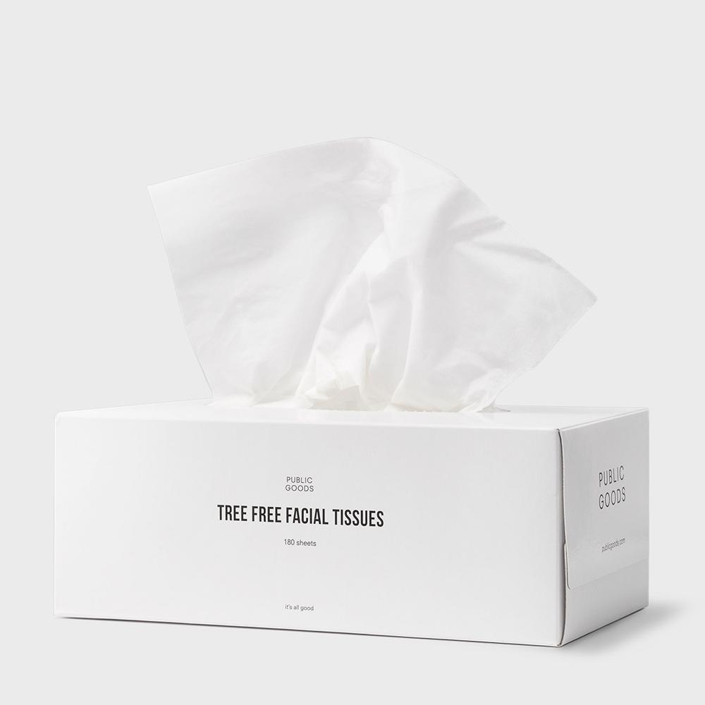 box of public goods tree free facial tissues