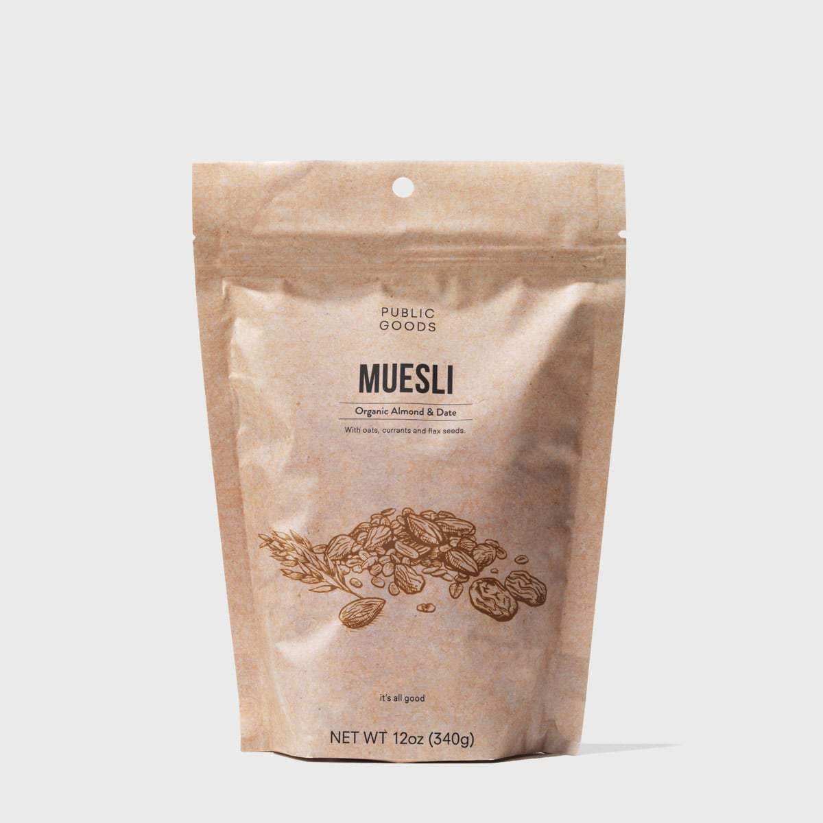 bag of organic almond and date muesli