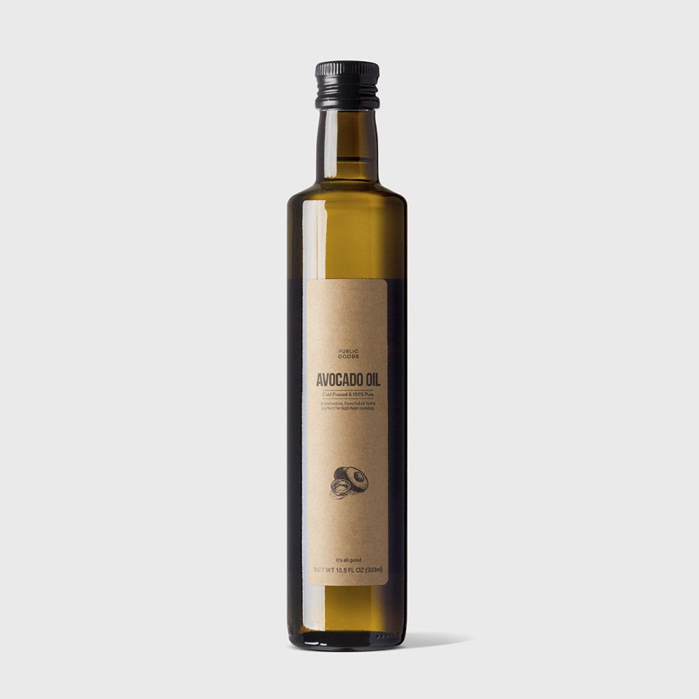 bottle of cold pressed avocado oil