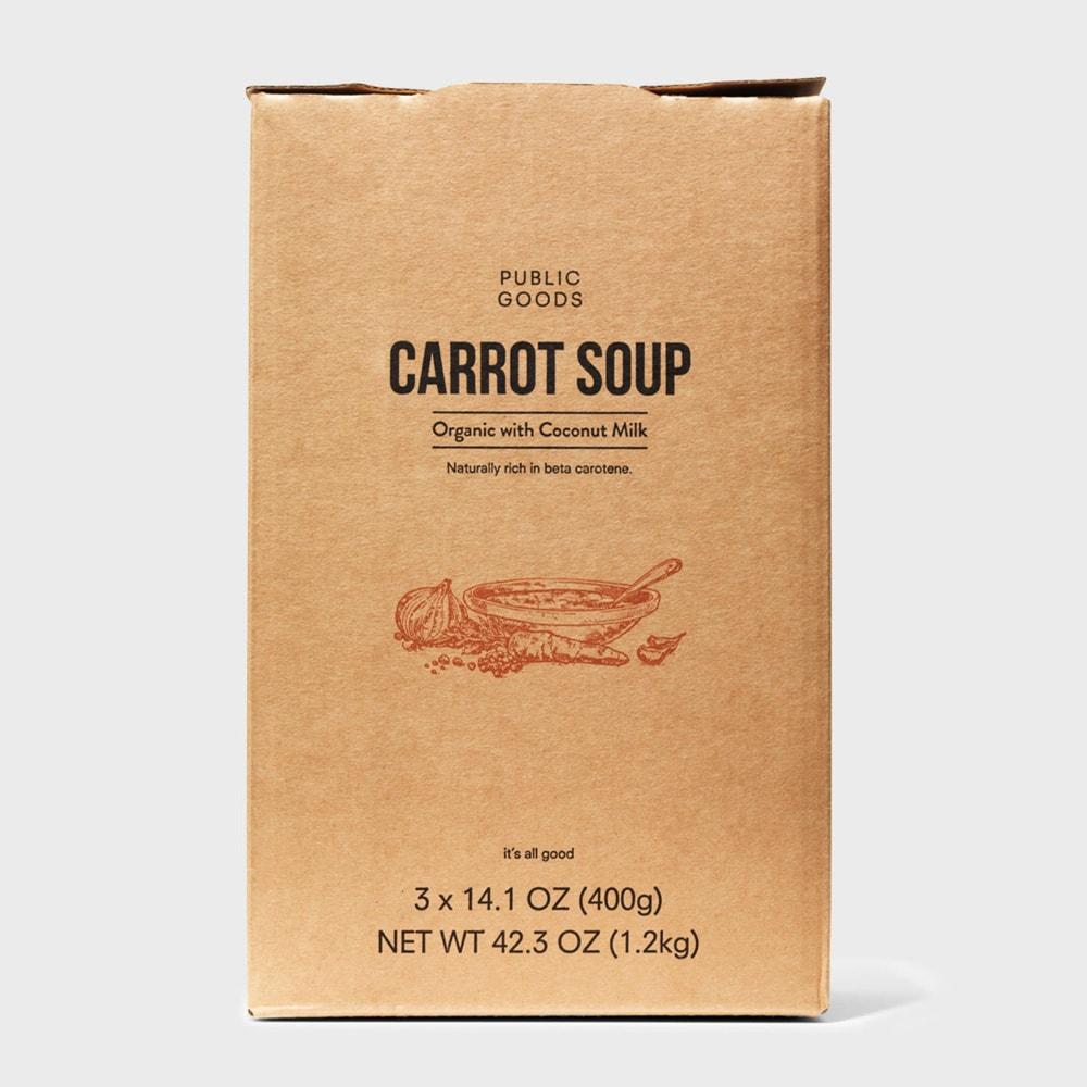 box of public goods carrot soup