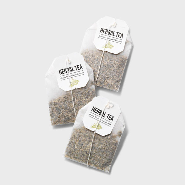 three organic chamomile and spearmint tea bags