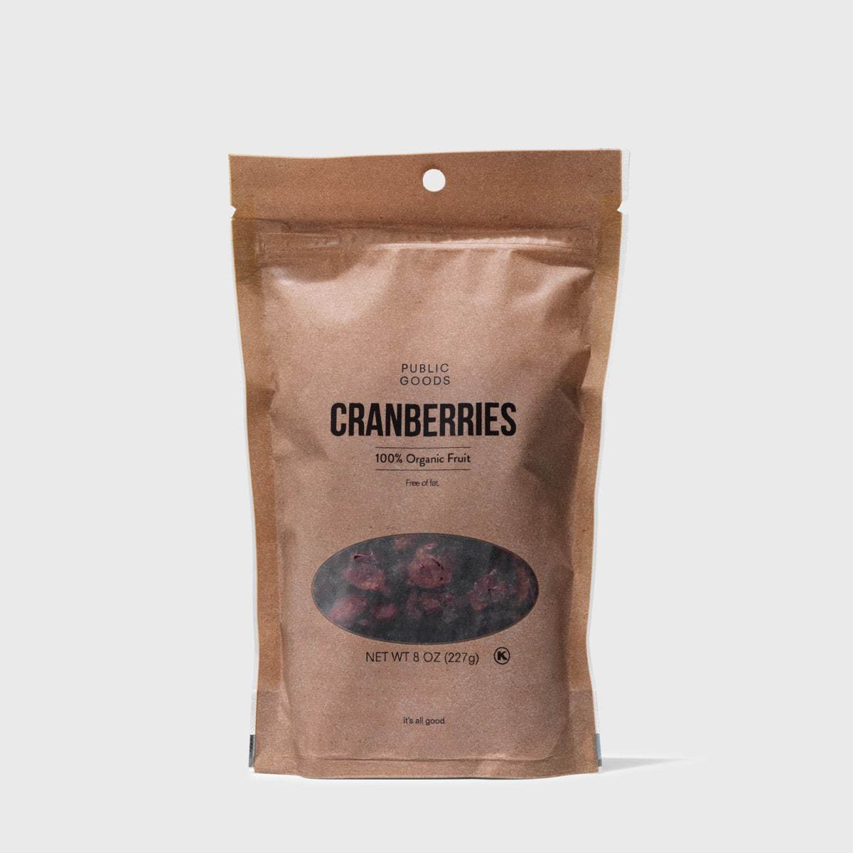 bag of organic dried cranberries