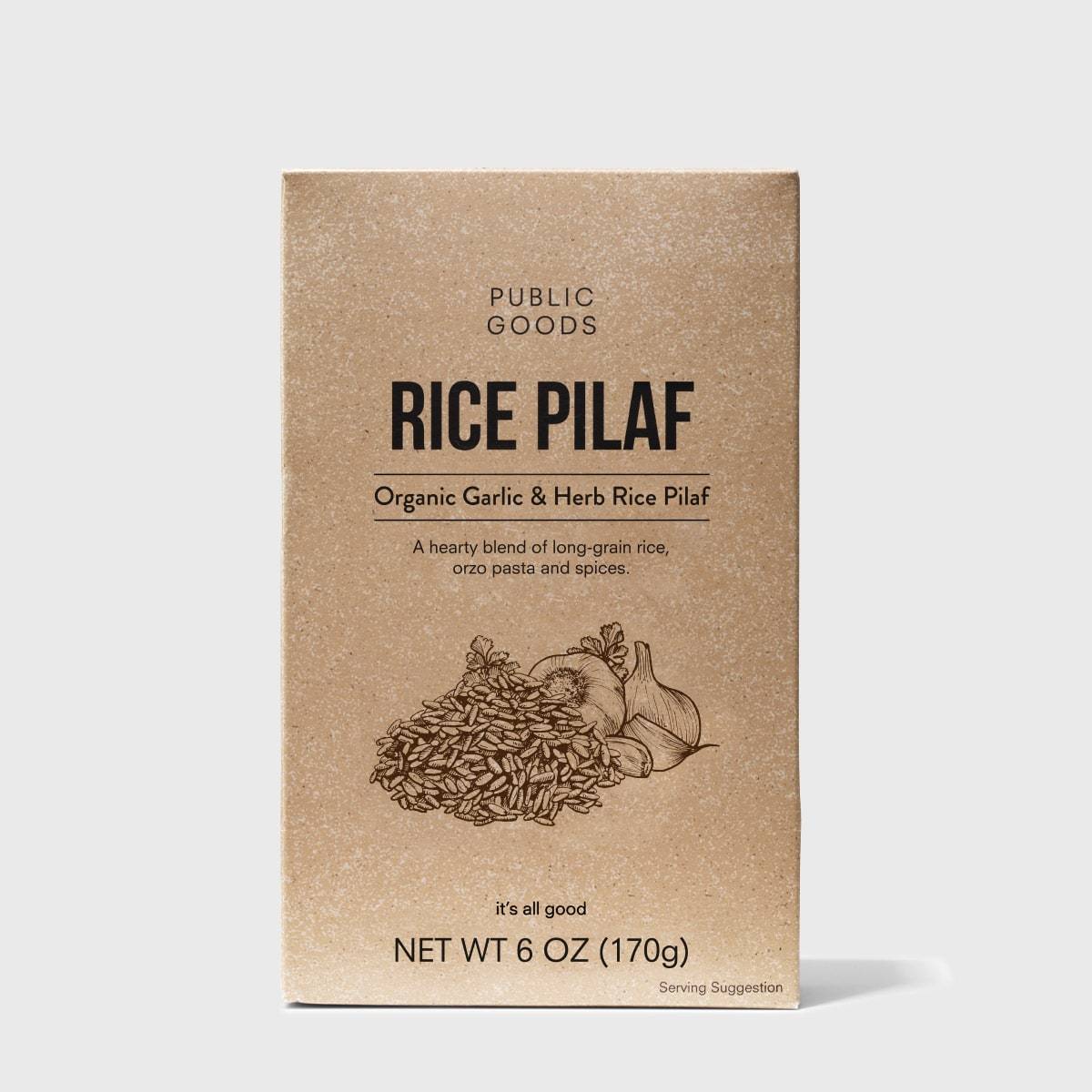 box of public goods garlic and herb rice pilaf