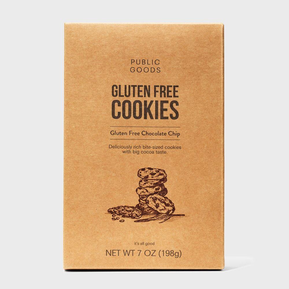 box of public goods gluten free chocolate chip cookies