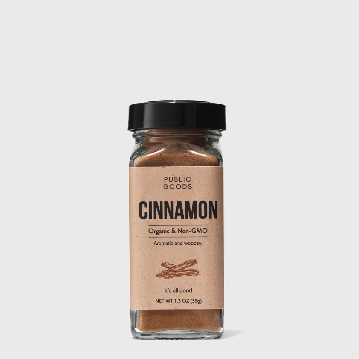 ground cinnamon in a glass container