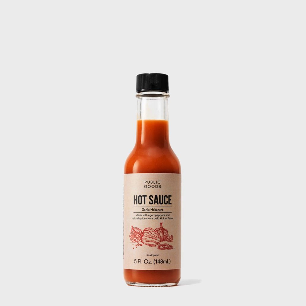 bottle of garlic habanero hot sauce