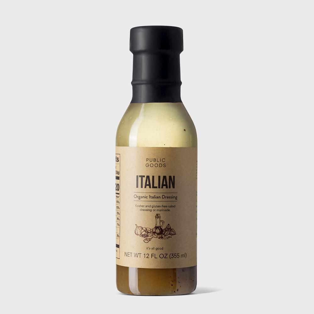 bottle of organic italian dressing