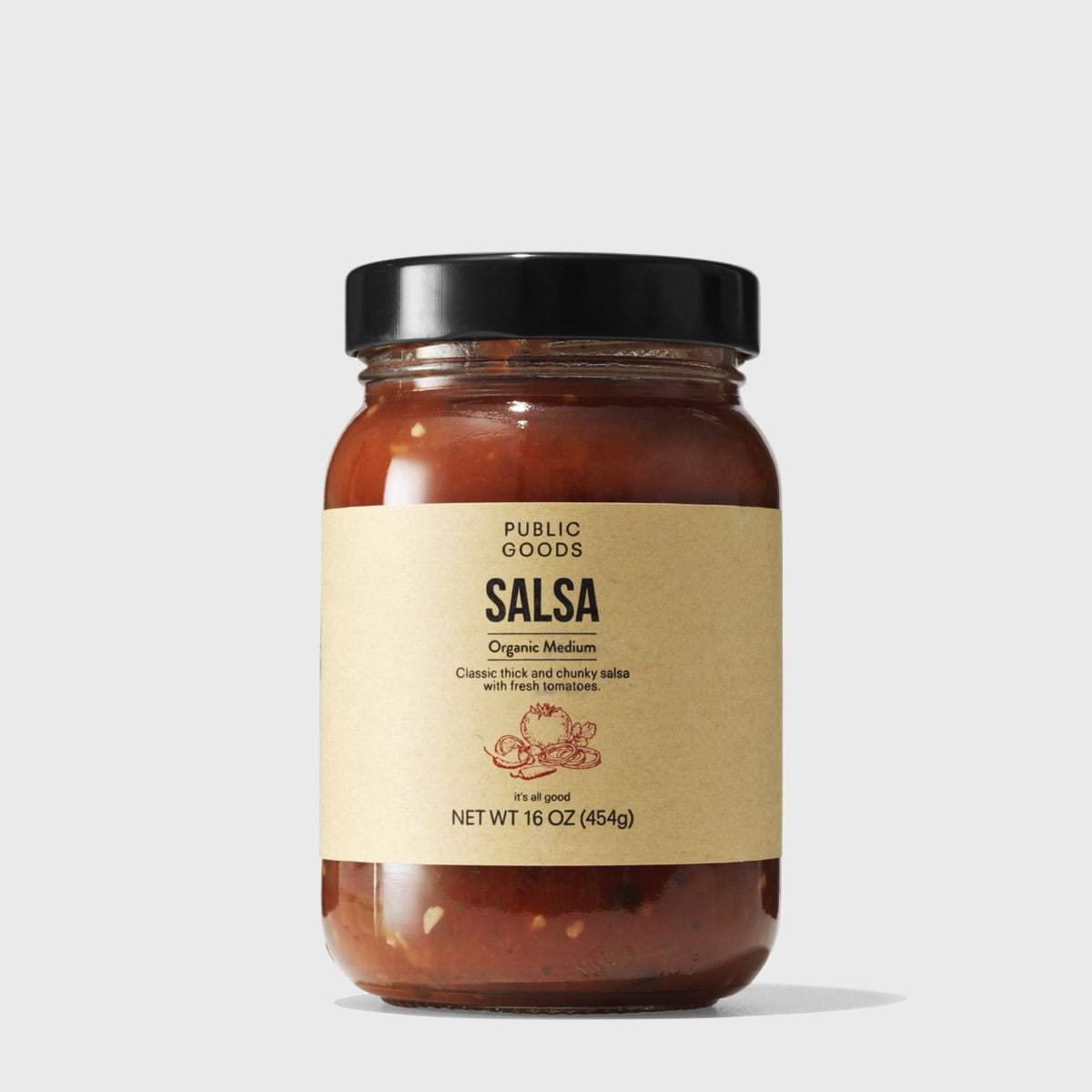 sealed jar of organic medium salsa