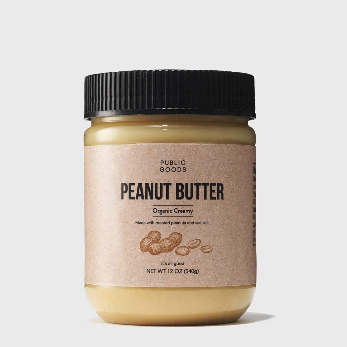 plastic jar of organic peanut butter