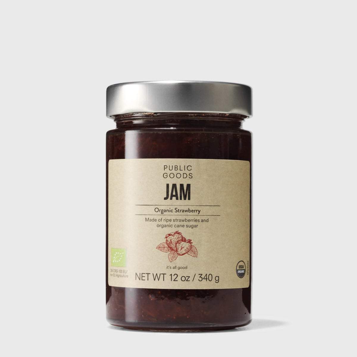 jar of public goods organic strawberry jam