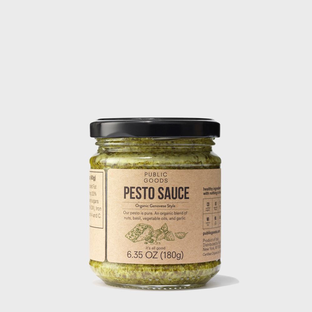 jar of organic genovese style pesto sauce