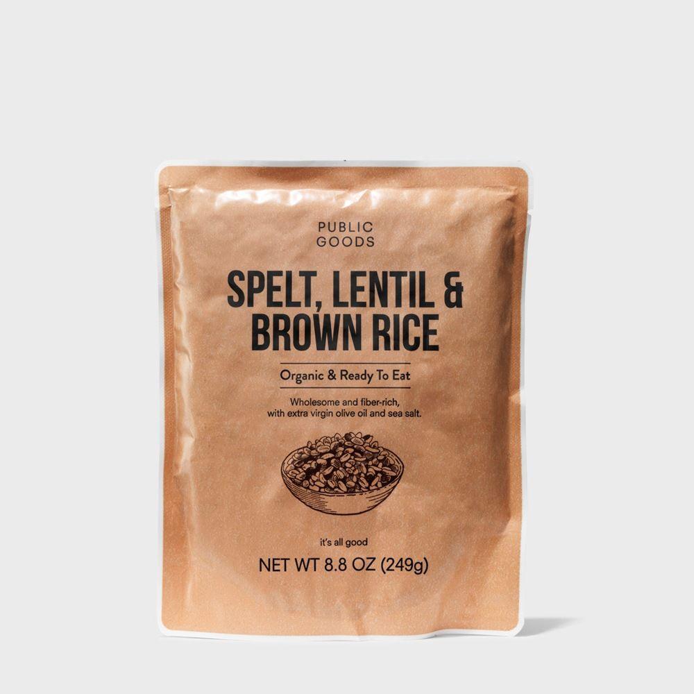 bag of organic spelt lentil and brown rice