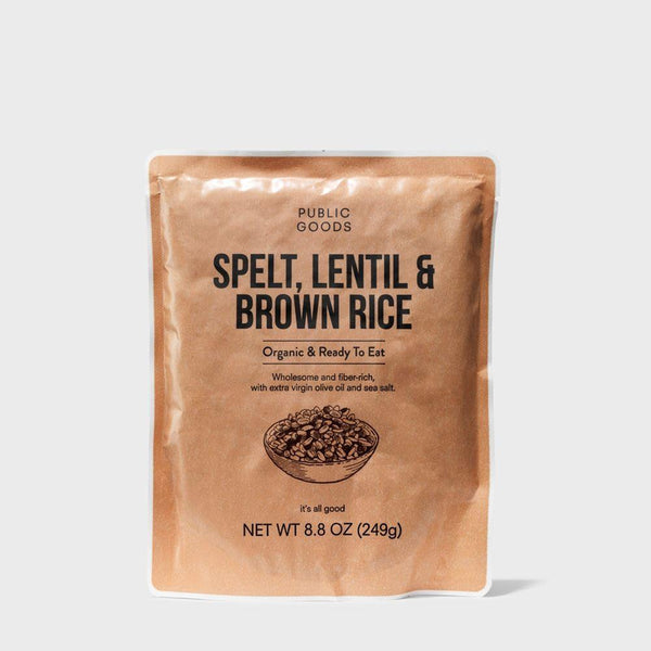 bag of organic spelt lentil and brown rice