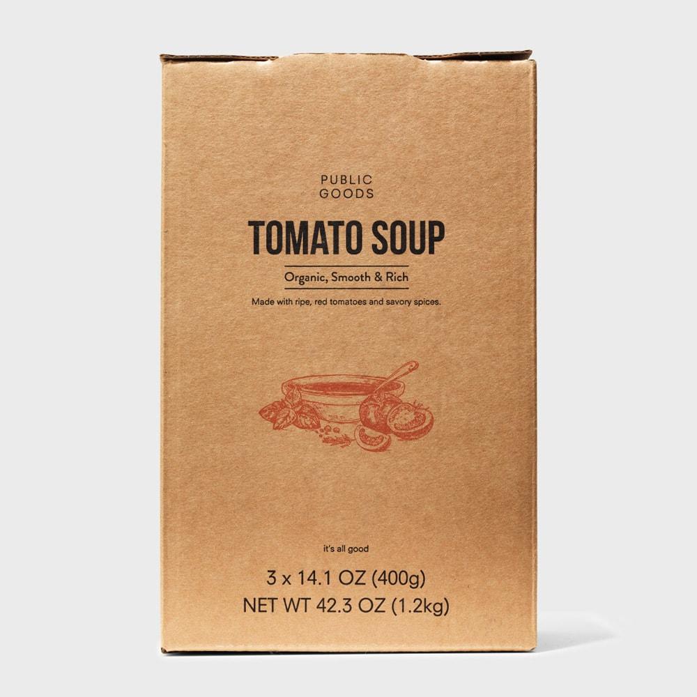 box of public goods organic tomato soup