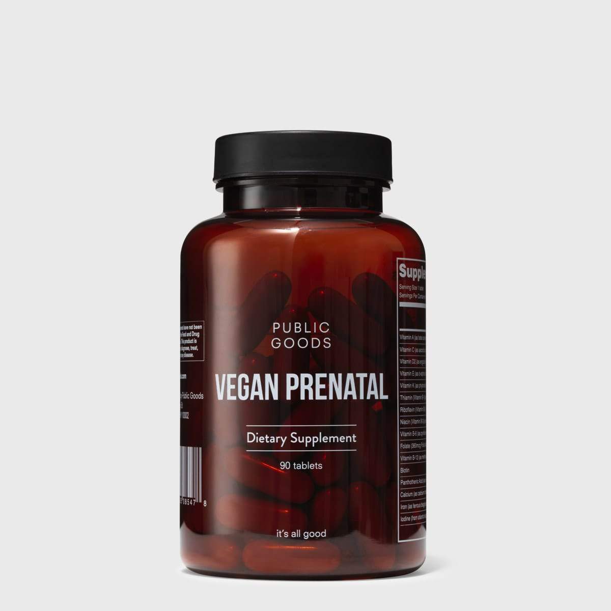 bottle of public goods vegan prenatal supplement