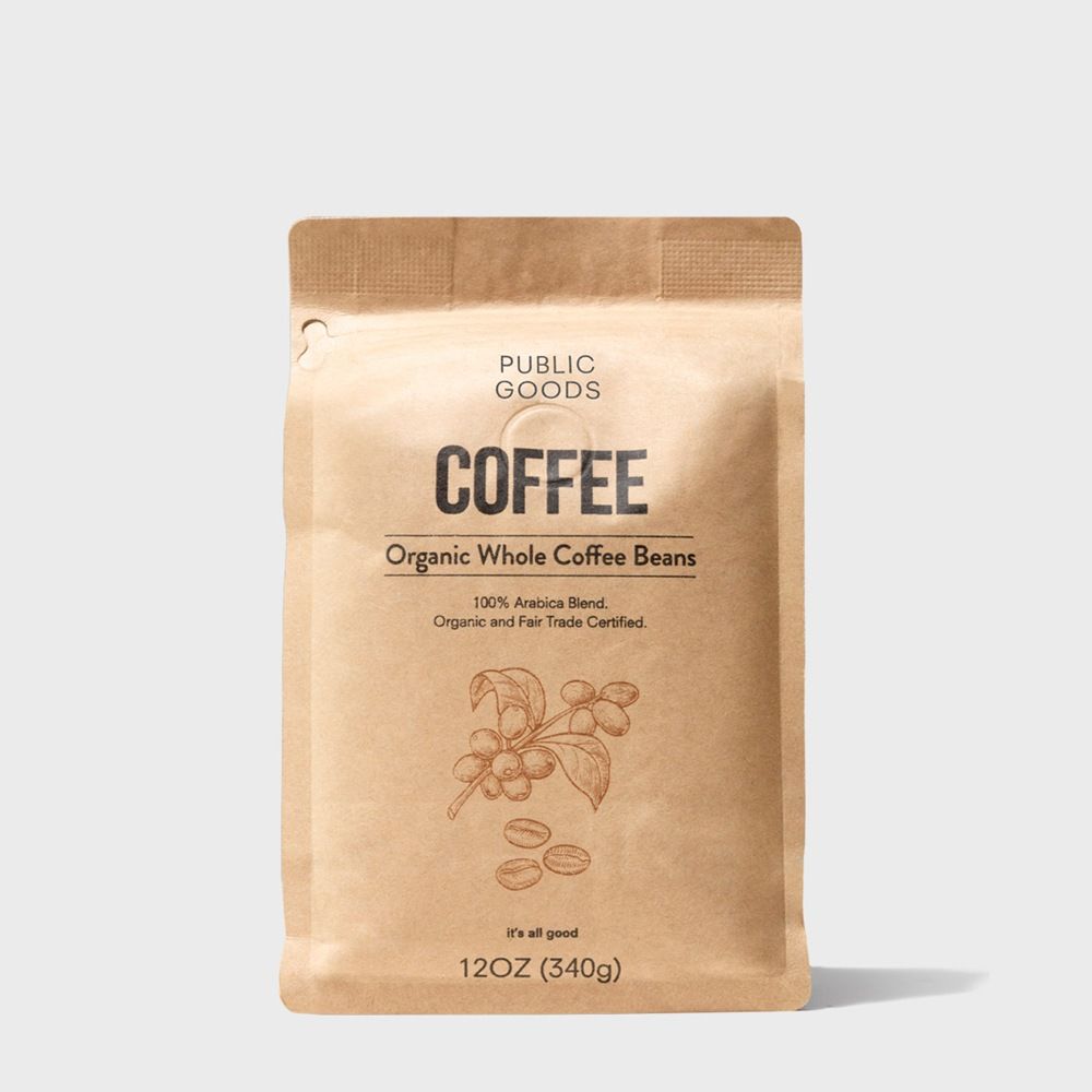 bag of organic whole bean coffee