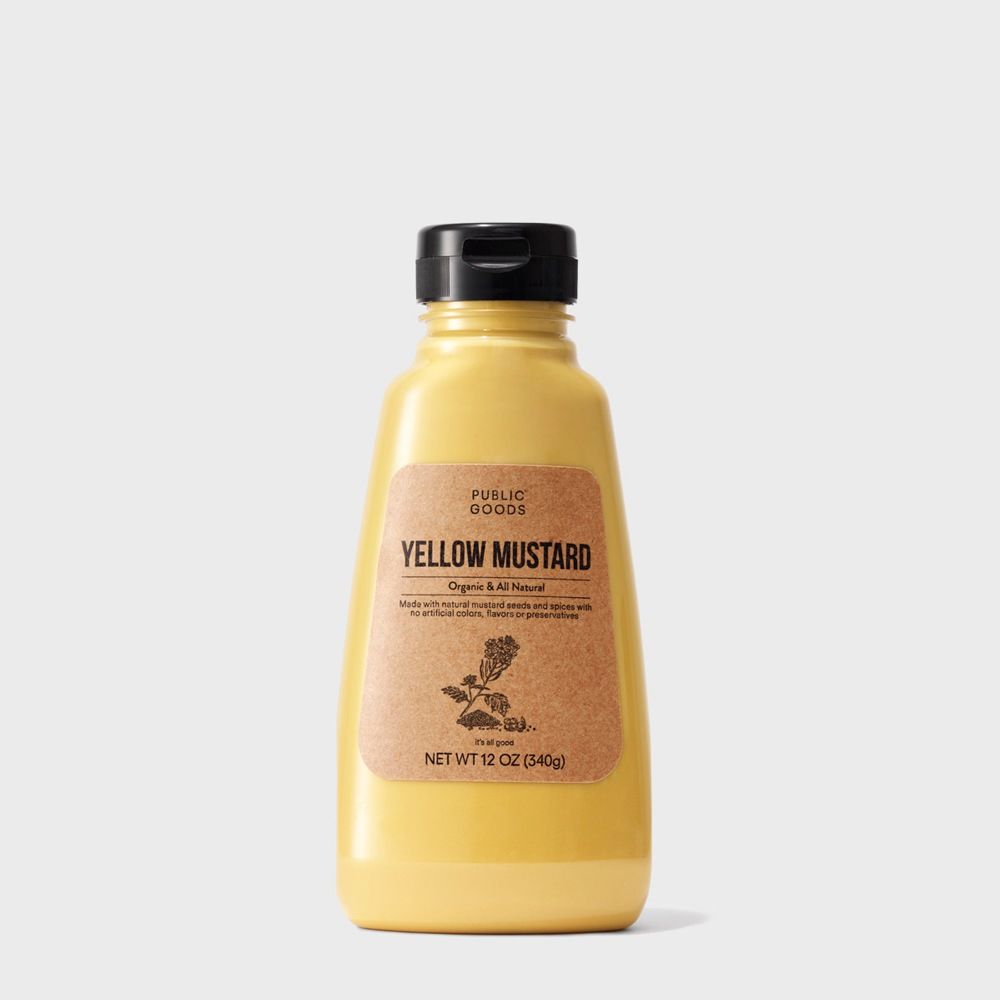 bottle of organic yellow mustard